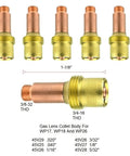 45V24 TIG Gas Lens.040 Inch for WP17 WP18 WP26 Torches, Gas Lens Collet Body, Pro Grade Welding Accessories Pack of 5
