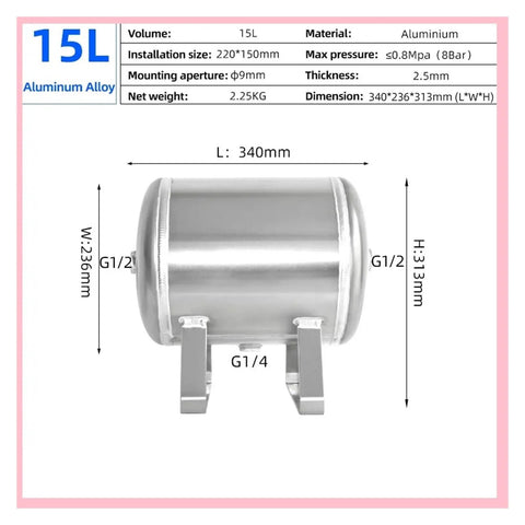 Heavy Duty 15 Liter Aluminum Mini Horizontal Air Compressor Pump For Shop Use Sturdy Steel Construction TIG Welded Tank Rust Resistent And Leak Proof Compact Design Perfect For Home Garage And Auto Repair Projects Long Lasting High Performance