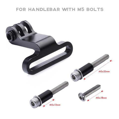 All Metal Bike Handlebar Stem Mount for Action Cameras and Flashlights with M5 shoulder bolts, aluminum CNC machined