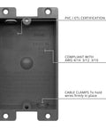 Old Work 1-Gang Shallow PVC Outlet Box With Mounting Tabs For Drywall Easy Install 8 Cu In Capacity With Living Hinges ETL Grey Pack Of 3 Ideal For Reno Projects And New Builds, grey PVC box