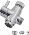 Brass Diverter Valve With Aerator And 3 Way Splitter, Chrome Finish, Male Thread Adapter, Faucet Connector, Heavy Duty, Rust Proof