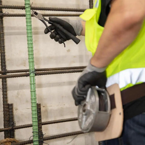 Worker using Plier Cushion Grip Kit With Heat Shrink Bands For Slim-Head Ironworker Pliers 201-7CST 2-Pack Made In USA