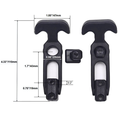 Measurements diagram of Rubber Flexible T Handle Hasp Draw Latch 2 Pack For Tool Boxes Coolers Golf Carts And Engineering Machine Hoods UV Resistant