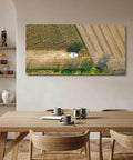 Epic Aerial View Of A Combine Harvester Harvesting Maize Canvas Wall Art 24x48 In Gallery Wrapped Canvas Print For Living Room
