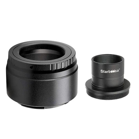 Close-up of Telescope Camera Adapter Mount For Nikon Z Series Full-Frame Mirrorless With 1.25 Inch T Adapter components.