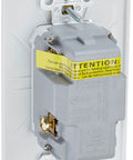 Back view of Radiant 15 Amp GFCI Self Test Tamper Resistant Decorator Duplex Outlet With USB Type A Ports Built In, white finish
