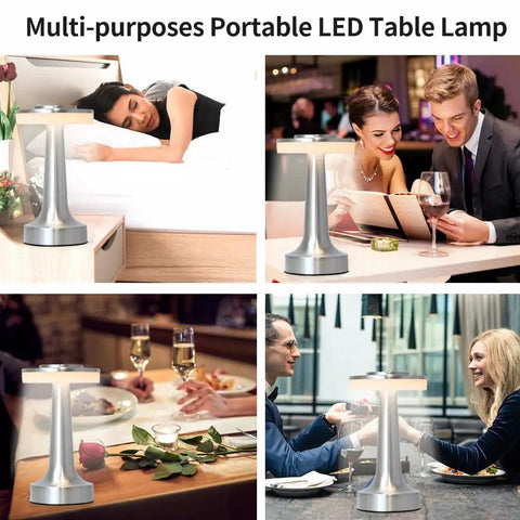 Cordless Metal Desk Lamp With Touch Sensor And 3 Color Temperature Modes, 3 Brightness Levels, Sleek Silver LED Table Lamp
