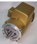 0.5 HP Single-Phase 1,725 RPM 60 Hz Open Drip Proof Electric Motor 56C Frame, gold exterior, front view