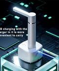 Desktop Water Dispenser With Hot And Cold Water, Three Level Volume Control, USB Charging, Electric ABS Pump on futuristic surface