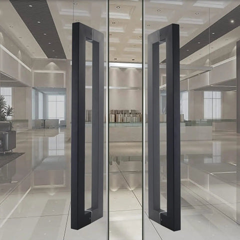 Heavy Duty Stainless Steel Pair Double Sided Square Door Pull Handle For Wood Or Glass Entry And Shower Doors With Top Shelf Finish And Hardcore Build Quality That Is Simply Dang Amazing