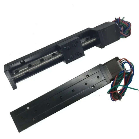 Heavy Duty XYZ Shaft Electric Sliding Table With T Shaped Linear Guide Rail And 2mm Pitch Precision CNC Motor Drive Kit For Smooth Motion Control, black steel linear stage