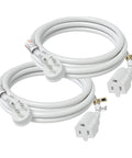 1875W 15A Flat Plug Extension Cord 6 Feet 14 AWG White Pack Of 2 Workhorse Cords For Home And Office Use UL Listed Tangle Free