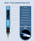 Wireless Engraving Pen Kit With 34 Bits 3 Speed Control Two Part Collet Lock product features and USB-C port