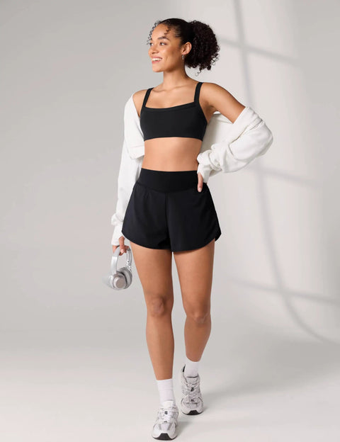 Athletic Running Shorts With Two Point Five Inch Lined Boxer Brief Inseam High Waisted Stay Put Fit Double Layered Waistband Two Side Zip Pockets CloudSoft Ultra Soft Breathable Quick Dry Fabric For All Day Comfort And Move Easy