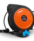 Cord Reel Extension 12AWG 50 Ft With Triple Tap Connector IP64 Waterproof Rated 15A 1875W Advanced Slow Retraction