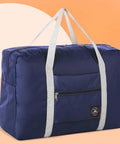 Foldable Travel Duffel Bag, Water-Resistant Nylon Carry-On Luggage Tote, Ultra Lightweight Weekender, blue with front pocket