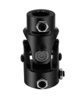 Front view of 1 Inch Double D To Three Quarter Inch 30 Spline Steering Shaft Universal Joint Coupling in black finish