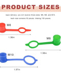 Image showing product sizes for Grease Fitting Cap Kit For Cars Trucks And Motorcycles 150 PC M6 M8 M10 Zerk Cap With Retaining Ring Dust Covers.