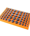 Heavy Duty Thickened Router Bit Storage Tray For ER25 ER32 C32 Collets Featuring 24 And 33 Millimeter Holes on an orange rack.