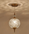 Antique Glass Pendant Light Modern Vintage Style Brass Hardware Hardwired Ceiling Fixture For Kitchen Island Bedroom and Dining Room
