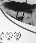 Close-up of Tempered Glass Lazy Susan Rotating Turntable showing detailed edge and black design on 31.5 inch surface.