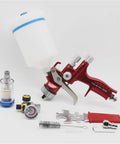 Professional 1.3mm Airbrush Spray Gun Kit With Adjustable Air Regulator And Inline Moisture Filter showing components including spray gun and accessories.