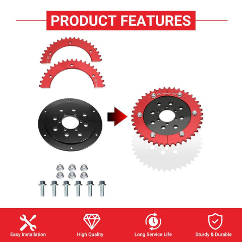420 Split Chain Sprocket 42 Tooth With Sprocket Adapter for Mini Bike Go Kart Upgrades Compatible With Coleman CT200U CT200U EX BT200X Baja Warrior MB165 MB200 Predator 212cc 196cc Engines 5.5HP 6.5HP