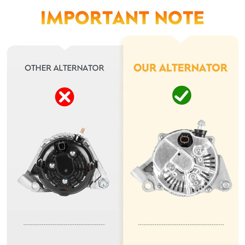 Comparison of standard alternator and Beefed Up Alternator Replacement For Jeep Liberty Grand Cherokee Dodge Dakota And Mitsubishi Raider