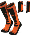 Two Pair Ski Socks 85 Percent Cotton Over The Calf OTC For Skiing Snowboarding And Winter Outdoor Activities For Men And Women