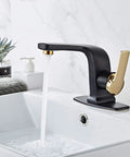 Modern Matte Black Bathroom Faucet With Single Lever Handle For 1 Hole Sink On 6 Inch Deck, water flowing, brass construction