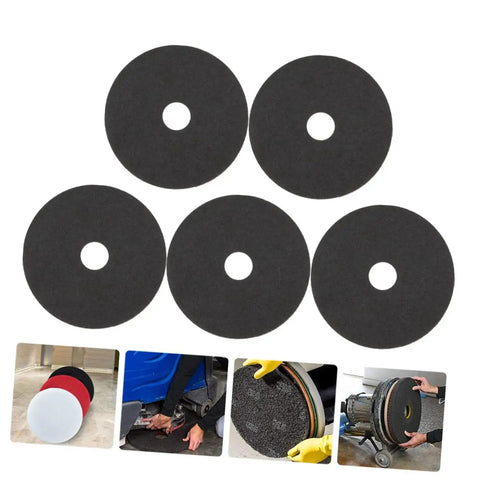 Five Pack 17 Inch Black Microfiber Floor Cleaning Pads For Polishing Scrubbing And Wax Removal Pro Grade Replacement Pads For Industrial And Commercial Floor Care Machines