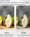 Comparison of color rendering for JUDYSSY 4pack Led Downlight 3.5inch Retrofit Can Lights showing true colors with RA≥90.