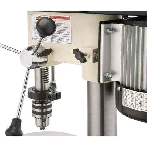 Close-up of All In One Workhorse Bench Top Drill Press And Spindle Sander Combo with 3/4 HP Power, 13 Inch Swing, variable RPM motor.