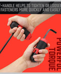 Hands using Ultimate 36 Piece Hex and Torx Wrench Set With Ball End Wrenches SAE And Metric Hex Premium S2 Steel Heat Treated For Strength