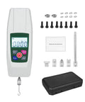 Pro Grade Push And Pull Tester Meter Mini Dynamometer With Four Measurement Units Backlit Display Buzzer Alarm High Accuracy KF-500 Ideal For Lab And Workshop Use Easy Calibration And Real Time Force Reading, with hook and case