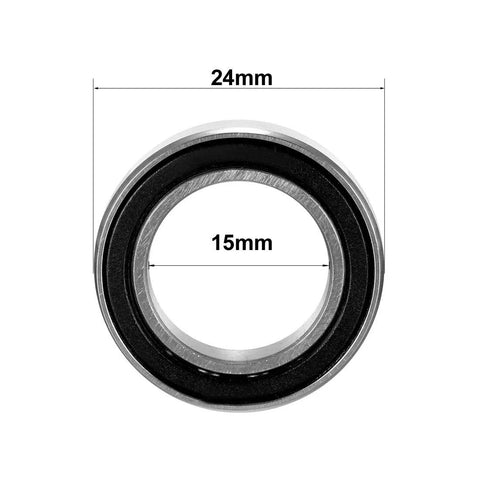 Front view of 6802-2RS deep groove ball bearing, 15 mm x 24 mm x 5 mm, double sealed, carbon steel, pack of 10.