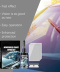 Windshield Crack Repair Kit For Chips And Cracks Professional Grade Glass Repair Liquid That Stops Crack Spread Instantly, kit contents