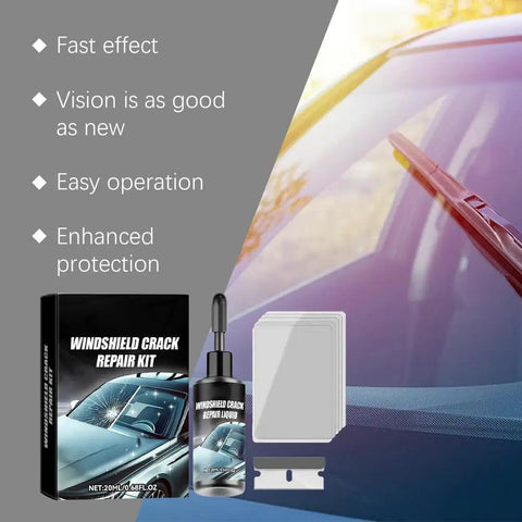 Windshield Crack Repair Kit For Chips And Cracks Professional Grade Glass Repair Liquid That Stops Crack Spread Instantly, kit contents