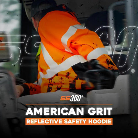 American Grit High Visibility Hoodie For Men, Class 3 Type R, ANSI ISEA 107-2020 Compliant, Heavy Duty Polyester, Orange, X Large
