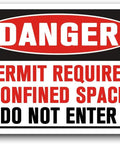 Top Shelf Aluminum Confined Space Warning Sign Permit Required Do Not Enter Built Like A Tank Heavy Duty Safety Plaque on display.