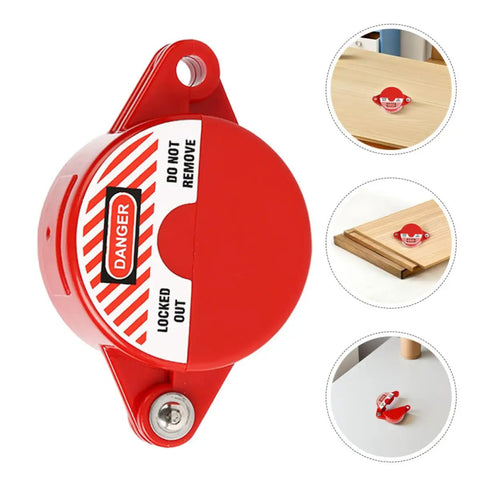 8 Piece Valve Lockout Device Set For Industrial Equipment Maintenance Heavy Duty ABS Lockout Kit in red with danger label