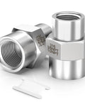 2 Pack Forged 316L Stainless Steel Reducer Coupling One Half Inch NPT Female To Three Eighth Inch NPT Female Pipe Fitting Reducing Adapter