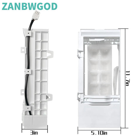 W11455232 Ice Maker Replacement For Refrigerator showing size dimensions and reinforced connectors