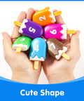 Fun Mini Number Pops 1 To 10 Ice Cream Counting And Number Matching Toy For Kids Kindergarten And Preschool Interactive Double Sided Math Games For Easy One To One Recognition displayed in hands