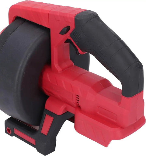 Heavy Duty Cordless Drain Auger With Motorized Cable Feed That Nukes Stubborn Clogs Fast 7 Meter Electric Drain Snake close-up of handle and feed mechanism