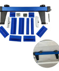Pro Grade Paintless Dent Repair Puller Kit with 15 accessories for cars and metal panels, includes blue and black puller tool