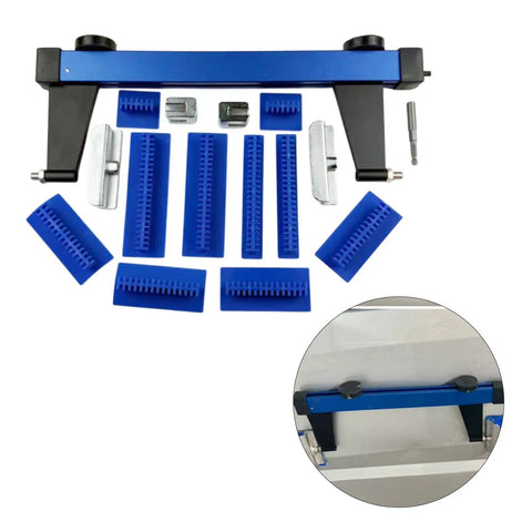 Pro Grade Paintless Dent Repair Puller Kit with 15 accessories for cars and metal panels, includes blue and black puller tool
