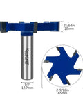Extra Large Six Flute CNC Spoilboard Surfacing Router Bit With Half Inch Shank Two And Nine Sixteenths Inch Diameter Ten Millimeter Cutting Length Slab Flattening Planer For Woodworking And Milling, showing size specifications.