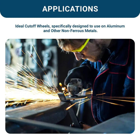 Person using Four And A Half Inch Aluminum Oxide Cut Off Wheels Thin Type 1 For Angle Grinder With Seven Eighths Inch Arbor
