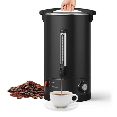 Coffee Urn Hot Beverage Dispenser With Double Wall Stainless Steel Construction Huge 14L 3.7 Gallon Capacity Fast Heating